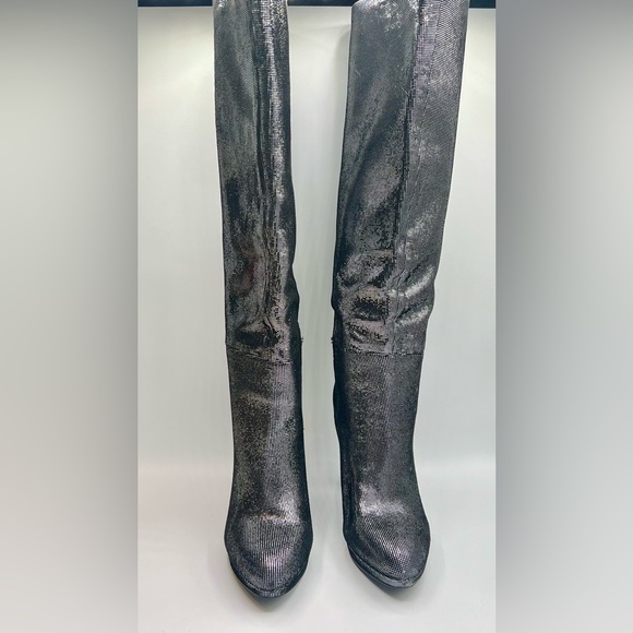 NINE WEST Metallic Silver Women’s 4” Heel 0.5”Platform Boots US 6.5 M - Picture 4 of 9